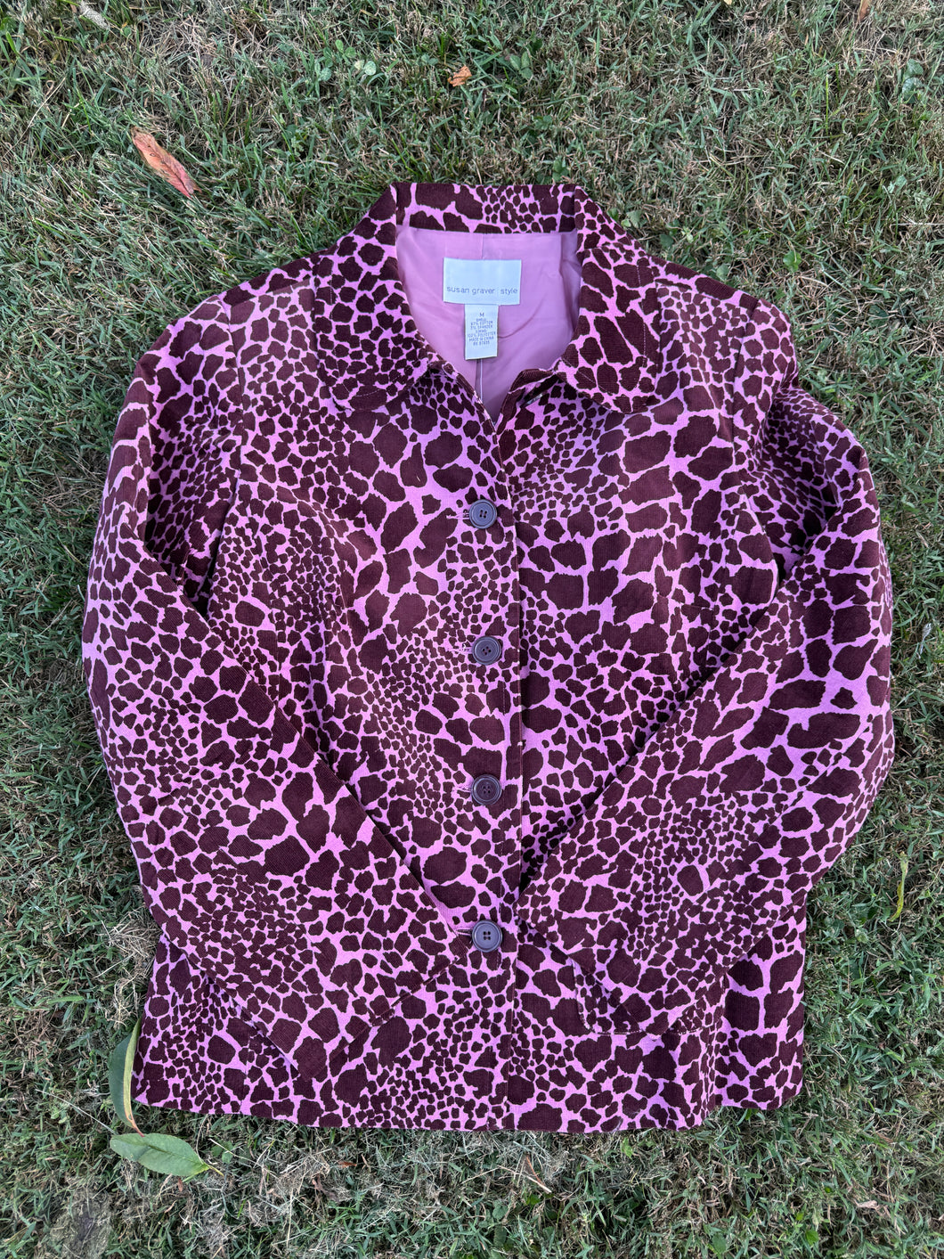 Susan Graver Style Y2K Pink Cheetah Blazer Size M- NWT