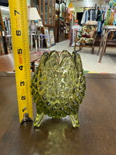 Load image into Gallery viewer, Vintage Fenton Green Three Footed Egg Shaped Vase Hobnail 5&quot; Glass

