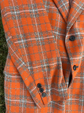 Load image into Gallery viewer, Vintage Plaid Orange &amp; Gray Blazer
