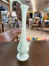 Load image into Gallery viewer, Fenton Vintage Frosted Blue Rose Swung Vase 11.25 in tall- SIGNED
