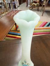 Load image into Gallery viewer, Fenton Vintage Frosted Blue Rose Swung Vase 11.25 in tall- SIGNED
