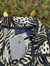 Load image into Gallery viewer, Jane Ashley Black and White Y2K Tapestry Jacket Size L
