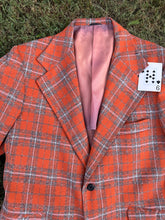 Load image into Gallery viewer, Vintage Plaid Orange &amp; Gray Blazer
