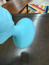 Load image into Gallery viewer, Fenton Vintage Frosted Blue Swung Bud Vase 9.75 inches - With Sticker
