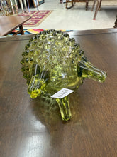 Load image into Gallery viewer, Vintage Fenton Green Three Footed Egg Shaped Vase Hobnail 5&quot; Glass
