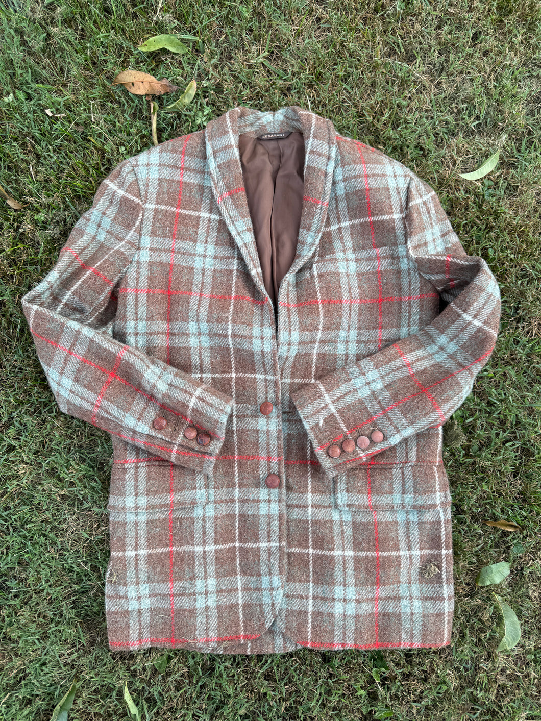Vintage Plaid Wool Blazer