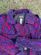 Load image into Gallery viewer, Bob Mackie Pink and Purple Cheetah Trench - Raincoat - SZ Med
