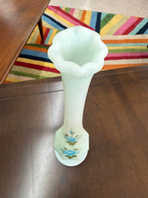Load image into Gallery viewer, Fenton Vintage Frosted Blue Rose Swung Vase 11.25 in tall- SIGNED
