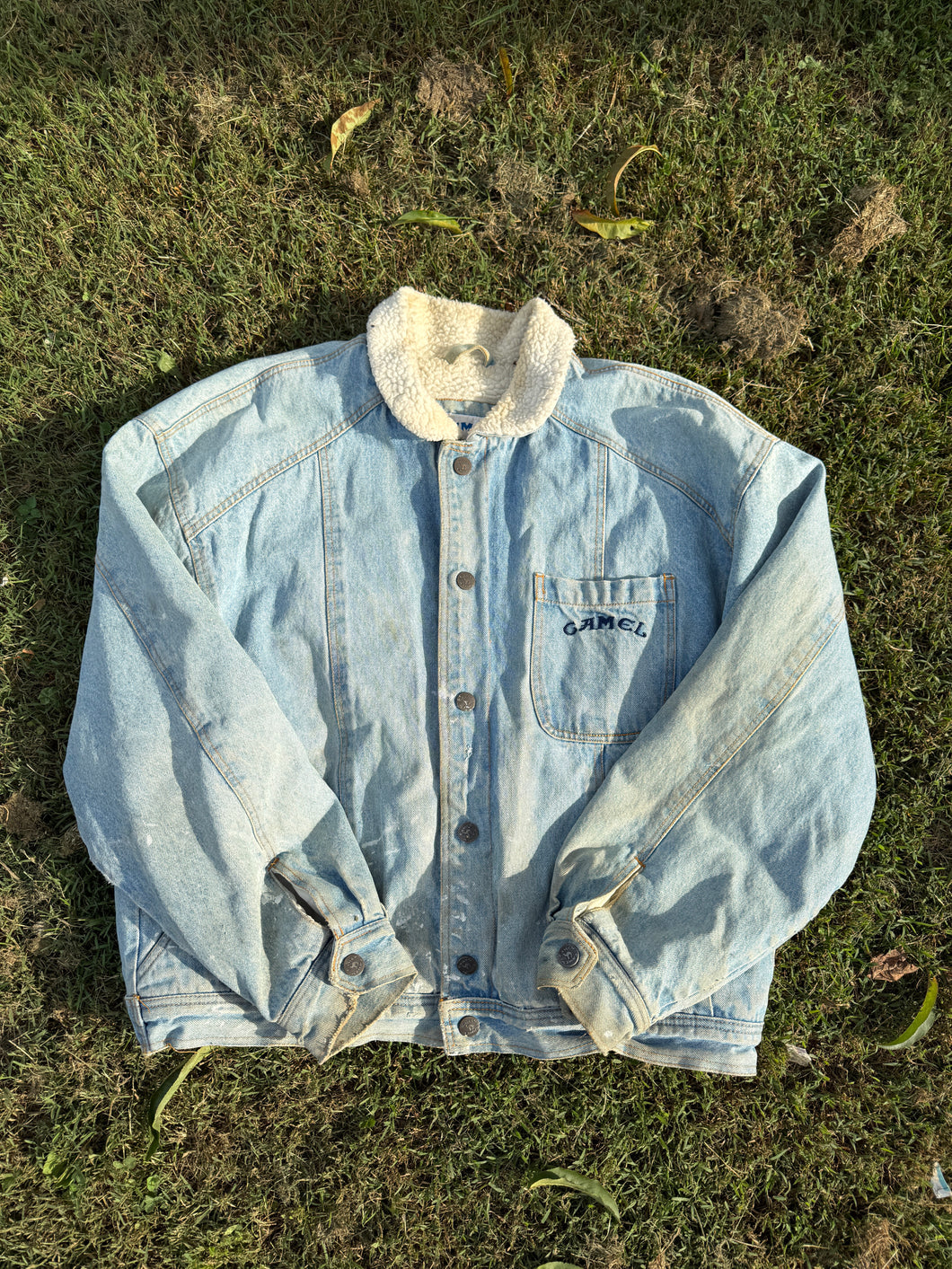Vintage Camel Cigarette Denim Jacket with Fleece Size XL