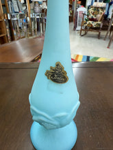 Load image into Gallery viewer, Fenton Vintage Frosted Blue Swung Bud Vase 9.75 inches - With Sticker
