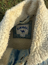 Load image into Gallery viewer, Vintage Camel Cigarette Denim Jacket with Fleece Size XL
