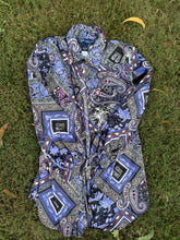 Load image into Gallery viewer, Purple Paisley Susan Graver Button Up Size M - Y2K
