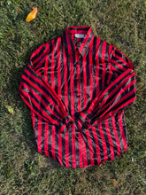 Load image into Gallery viewer, Vintage Black &amp; Red Striped Button up- SZ 12
