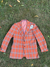 Load image into Gallery viewer, Vintage Plaid Orange &amp; Gray Blazer
