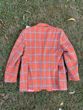 Load image into Gallery viewer, Vintage Plaid Orange &amp; Gray Blazer
