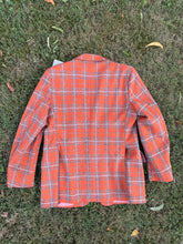 Load image into Gallery viewer, Vintage Plaid Orange &amp; Gray Blazer

