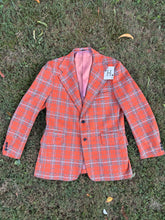 Load image into Gallery viewer, Vintage Plaid Orange &amp; Gray Blazer

