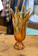 Load image into Gallery viewer, 8 Finger Amber Swung Vase - Viking Glass -
