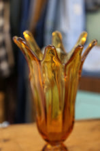 Load image into Gallery viewer, 8 Finger Amber Swung Vase - Viking Glass -
